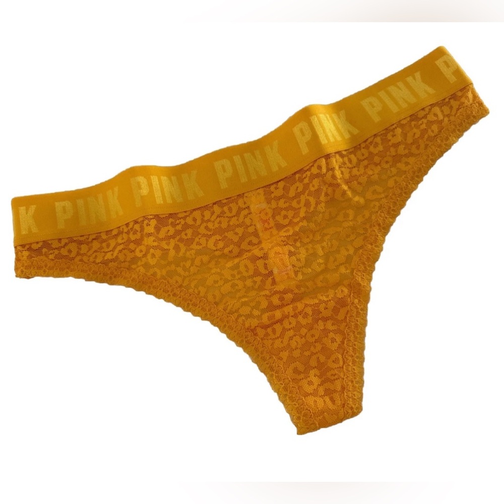 PINK Victoria's Secret Mustard Yellow Lace Thong